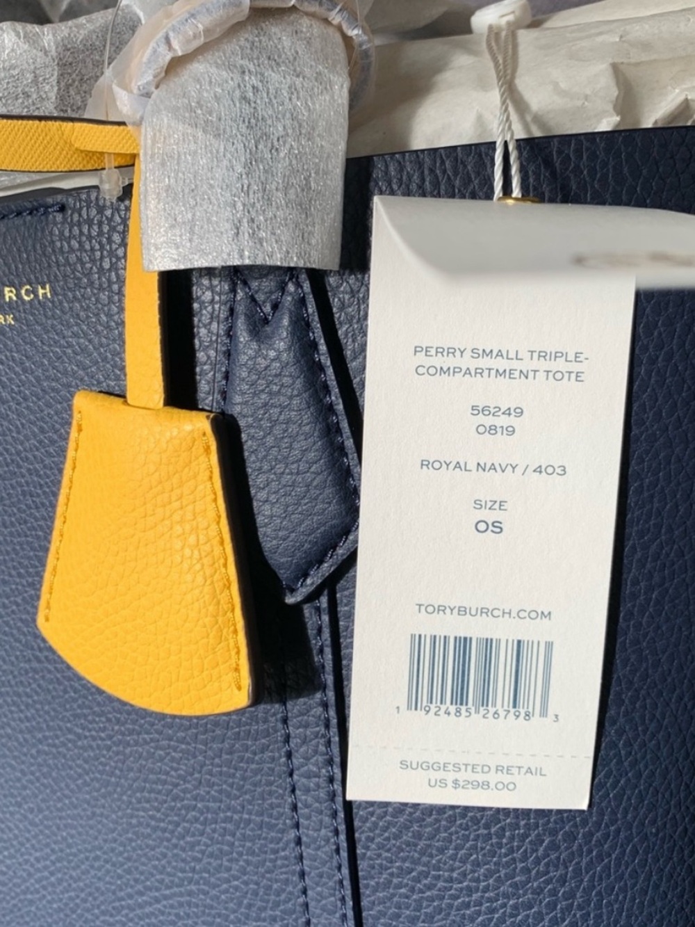 New 56249 Tory Burch Perry Small Triple Compartment Tote Shoulder Bag Brilliant - Picture 8 of 10